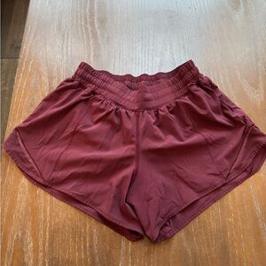 Lululemon Hotty Hot High Rise Lined Burgundy Shorts 4” size 6